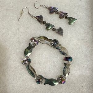 Rainbow Glass Crystal Bracelet and earrings